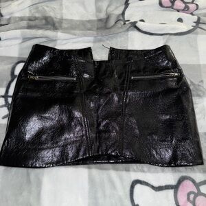 Fashion Nova Glossy Black Mini Skirt